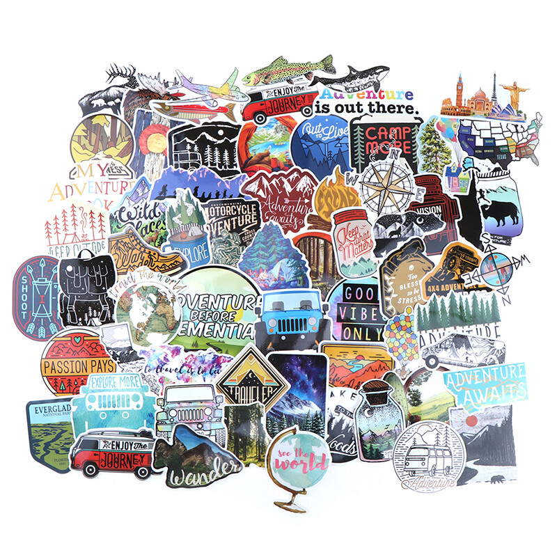 65Pcs Hiking Travel Stickers Adventure Outdoor Landscape Waterproof Pvc DeH2 65Pcs Hiking Travel Stickers Adventure Outdoor Landscape Waterproof Pvc DeH2