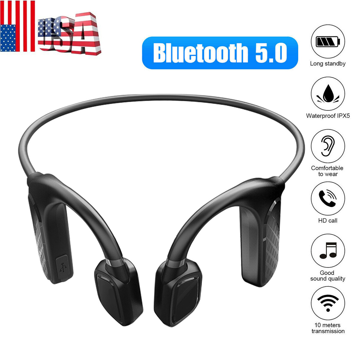 Open Ear Wireless Bone Conduction Headphones Bluetooth 5.0 Sports Headsets USA Open Ear Wireless Bone Conduction Headphones Bluetooth 5.0 Sports Headsets USA