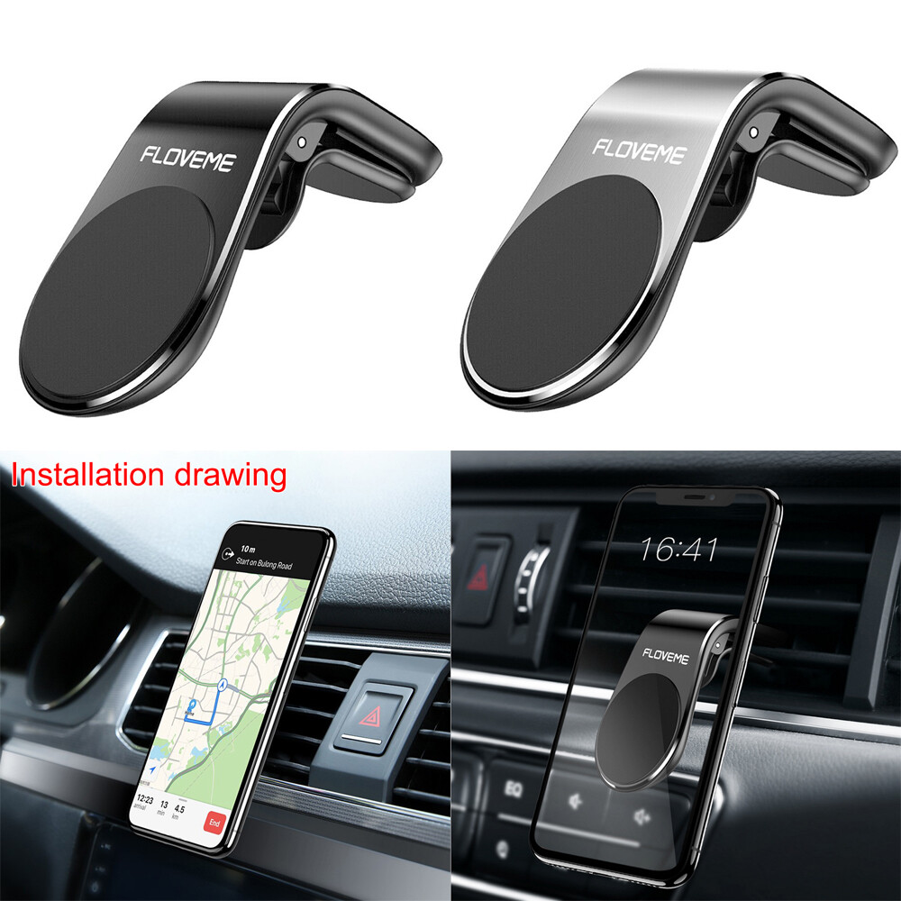 FLOVEME Magnetic Auto Car Phone Holder L-Shape Clip Air Vent Mount Accessories FLOVEME Magnetic Auto Car Phone Holder L-Shape Clip Air Vent Mount Accessories
