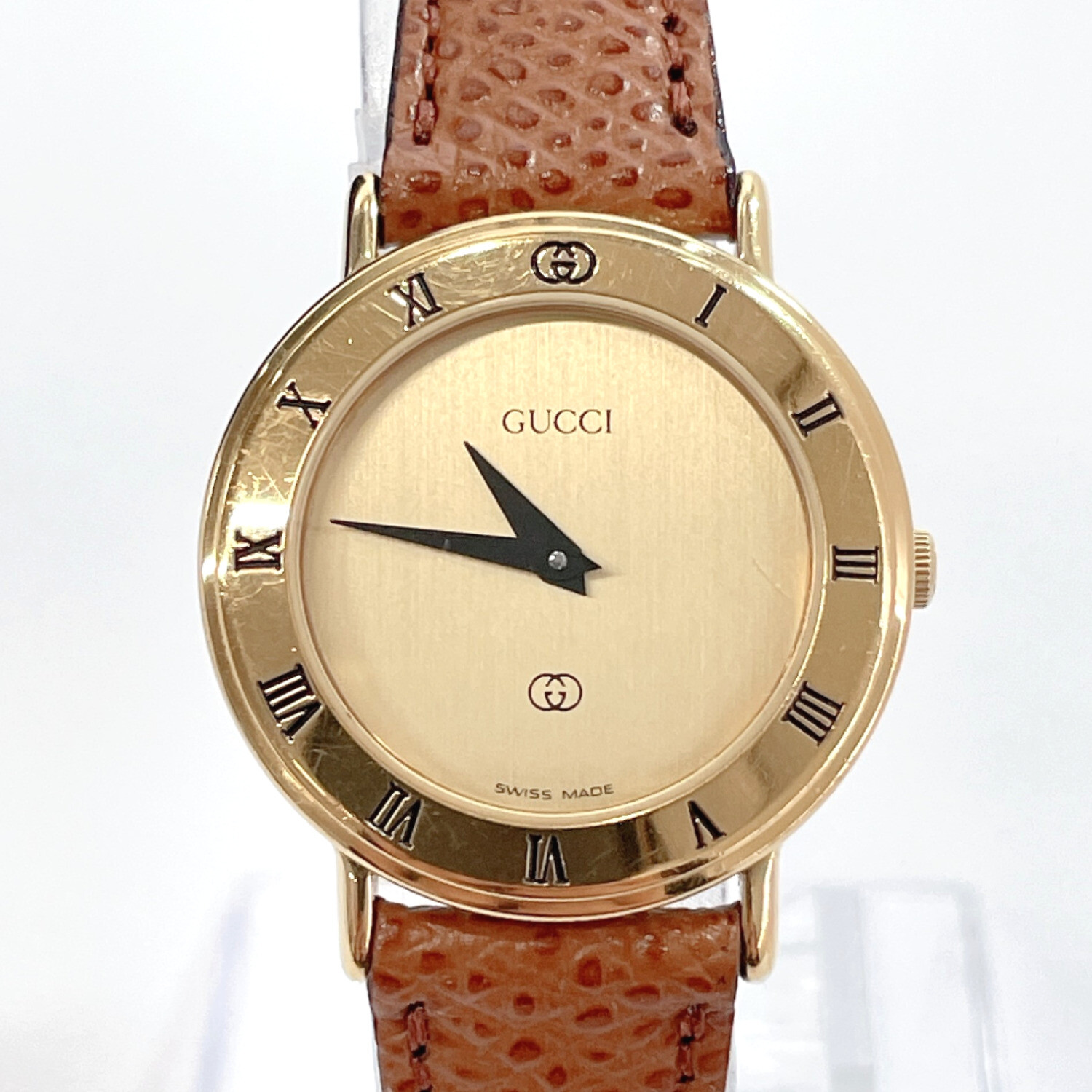 GUCCI Watches 3000L quartz vintage Stainless Steel/leather Brown Women GUCCI Watches 3000L quartz vintage Stainless Steel/leather Brown Women