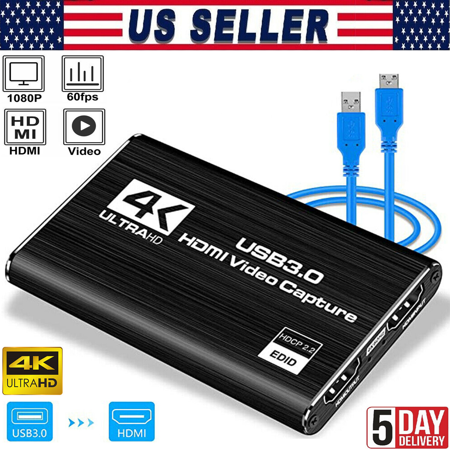 4K HDMI To USB 3.0 Audio Video Capture Card 1080P 60FPS For Game Live Streaming 4K HDMI To USB 3.0 Audio Video Capture Card 1080P 60FPS For Game Live Streaming