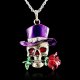 Fashion Retro Skull Flower Pendant Crystal Sweater Silver Chain Long Necklace Fashion Retro Skull Flower Pendant Crystal Sweater Silver Chain Long Necklace