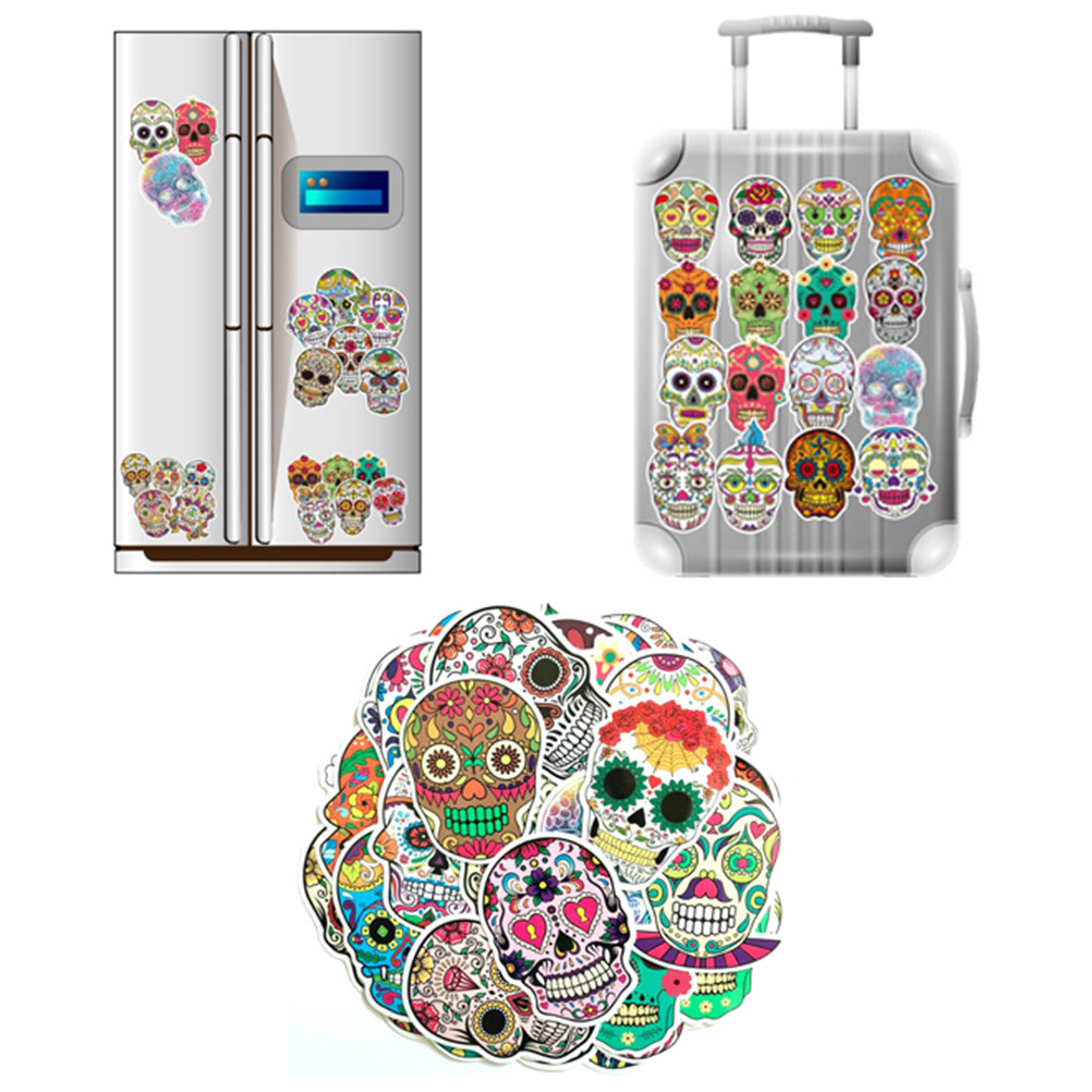 50pc colorful car sticker horrible sugar skull stickers laptop luggage decal Y1 50pc colorful car sticker horrible sugar skull stickers laptop luggage decal Y1