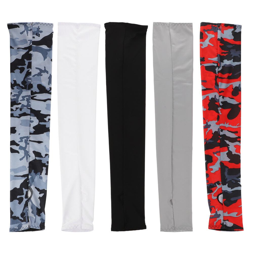 5 Pairs Fashion Practical Cooling Sleeves Sun Protection Sleeves for Sports