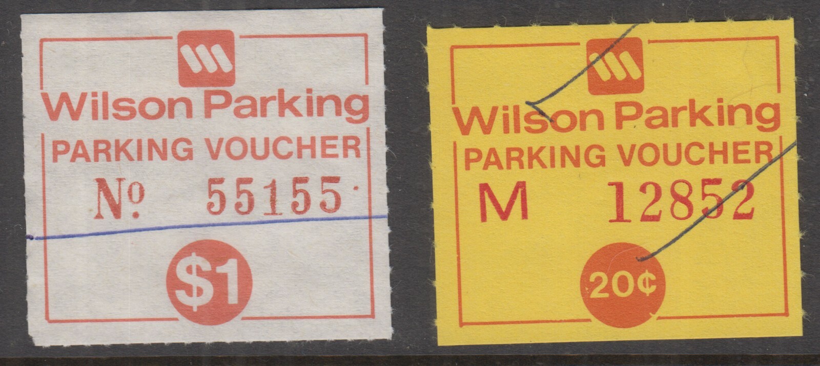 Victoria c1980s 20c, WILSON PARKING VOUCHER -rouletted- Revenue-FU (2) Victoria c1980s 20c, WILSON PARKING VOUCHER -rouletted- Revenue-FU (2)