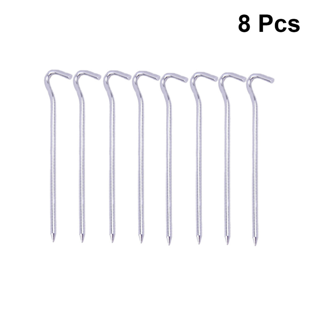 8PC Mark Stakes Durable Pegs with Hook for Fixed Ground Garden (Sliver) 8PC Mark Stakes Durable Pegs with Hook for Fixed Ground Garden (Sliver)
