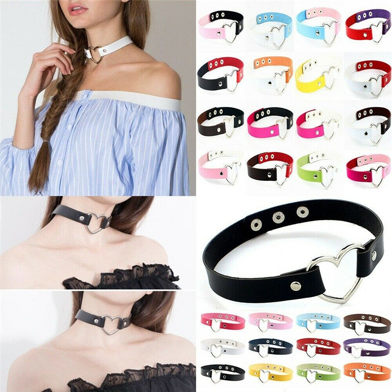 Chic Buckle Collar Necklace Punk Gothic Leather Heart Chain Spike Rivet Choker Chic Buckle Collar Necklace Punk Gothic Leather Heart Chain Spike Rivet Choker