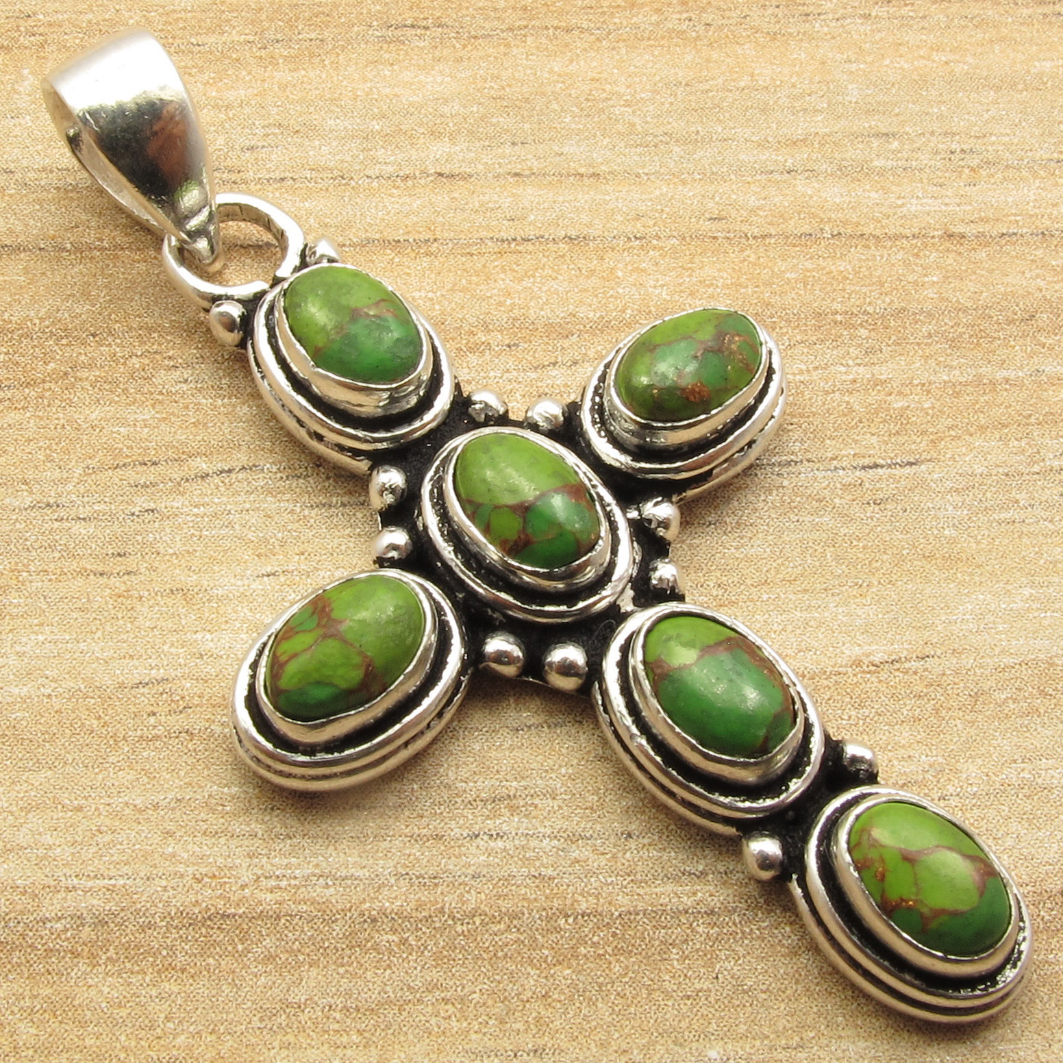 GREEN COPPER TURQUOISE OXIDIZED Cross Pendant 5.1 cm ! Silver Plated Jewelry GREEN COPPER TURQUOISE OXIDIZED Cross Pendant 5.1 cm ! Silver Plated Jewelry