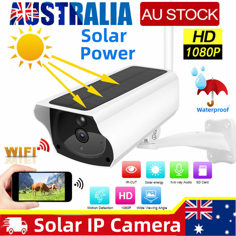 Solar Power IP Camera Wireless Wifi Security IR Night Vision 1080P Waterproof AU Solar Power IP Camera Wireless Wifi Security IR Night Vision 1080P Waterproof AU
