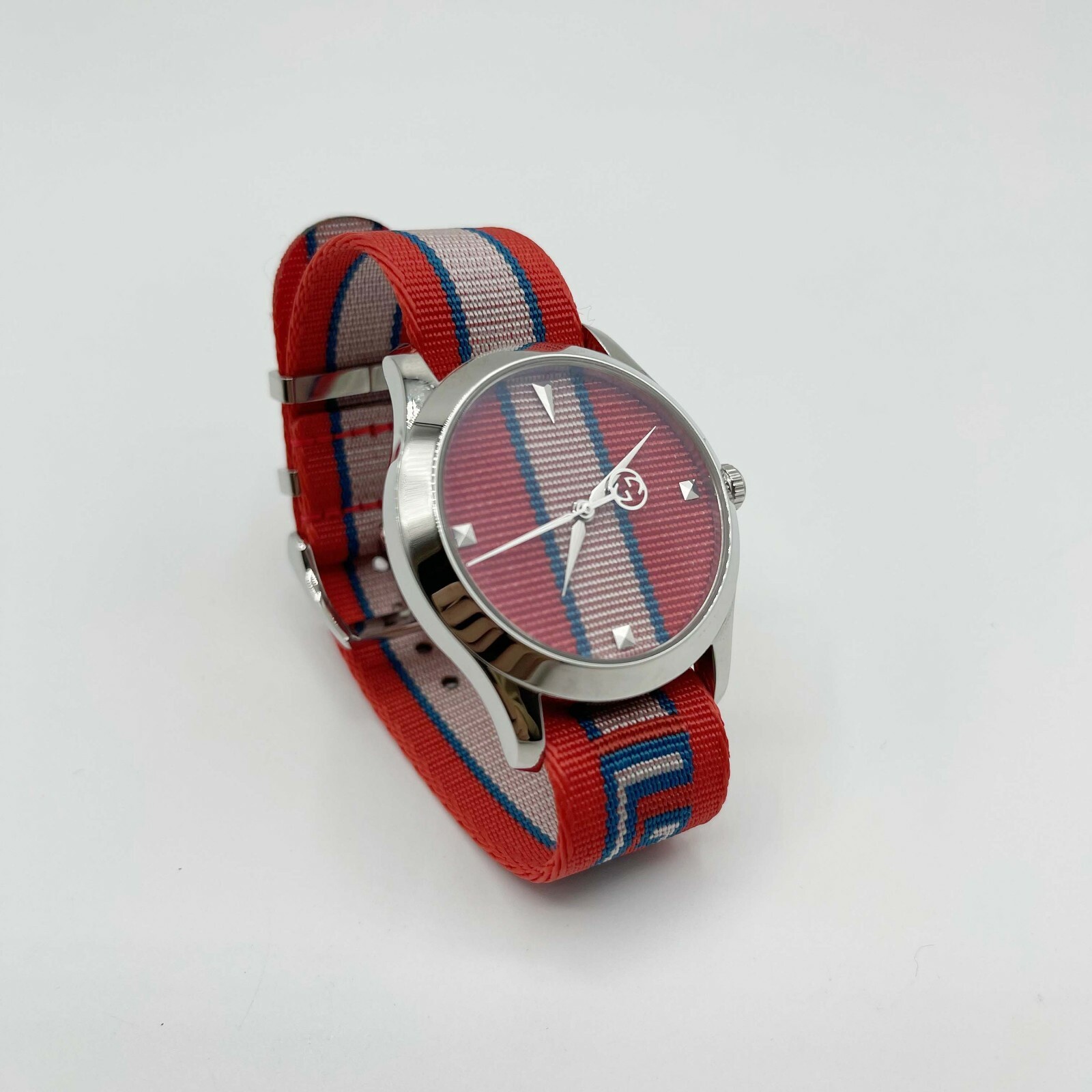 Gucci Men’s G-Timeless Red/Blue Web Band Logo Quartz Watch 38mm 512652 Gucci Men’s G-Timeless Red/Blue Web Band Logo Quartz Watch 38mm 512652