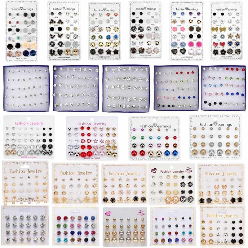 Wholesale 6/12/20 Earrings Set Rhinestone Crystal Pearl Women Ear Stud Jewelry Wholesale 6/12/20 Earrings Set Rhinestone Crystal Pearl Women Ear Stud Jewelry