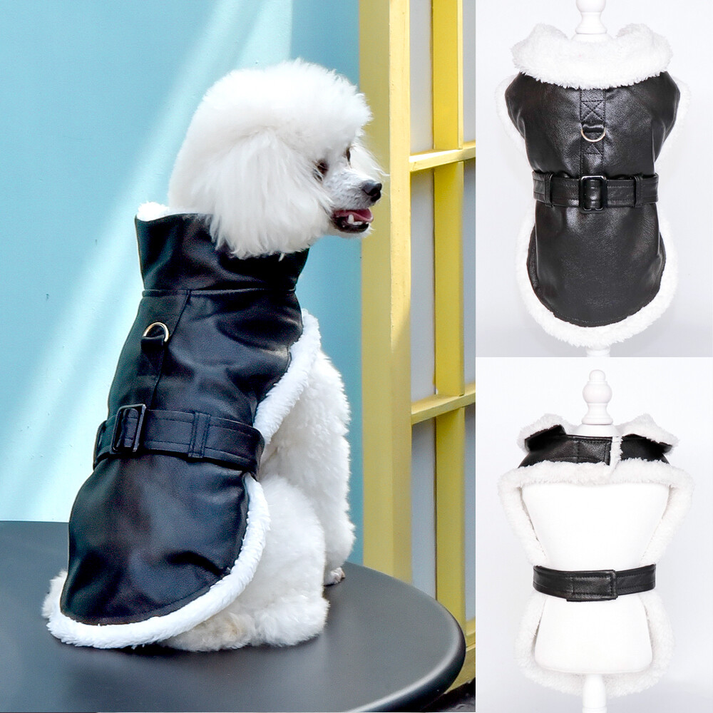 Warm Fleece Pet Dog Winter Clothes Waterproof Leather Jacket Cape for Small Dogs Warm Fleece Pet Dog Winter Clothes Waterproof Leather Jacket Cape for Small Dogs