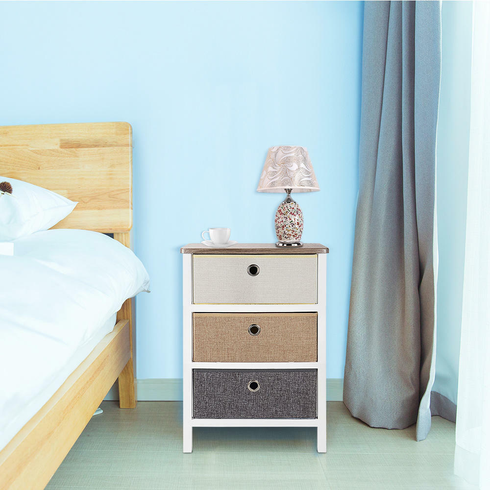 3-Drawer MDF Nightstands, Bedroom Storage Drawer Dresser Home Living Organizer 3-Drawer MDF Nightstands, Bedroom Storage Drawer Dresser Home Living Organizer