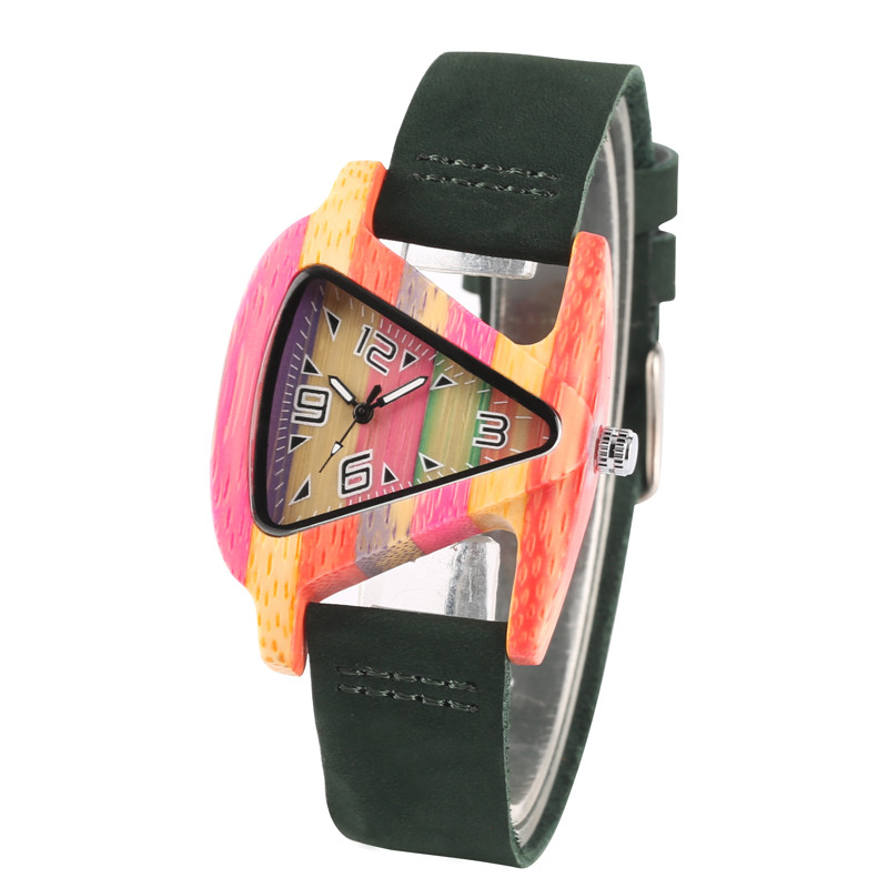 Simple Wood Watch Triangle Dial Women’s Quartz Wooden Wrist Watches Leather Simple Wood Watch Triangle Dial Women’s Quartz Wooden Wrist Watches Leather