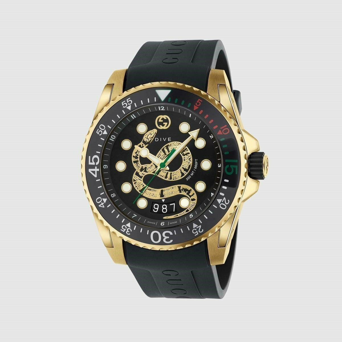 Gucci YA136219 Dive 45MM Men’s Black Silicone Watch