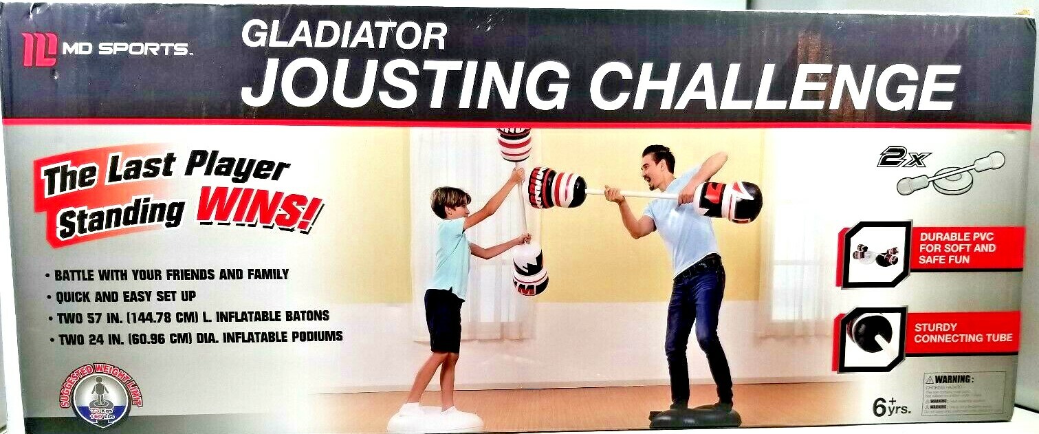 MD Sports Gladiator Jousting Challenge-Inflatable Batons & Podiums Game Exercise