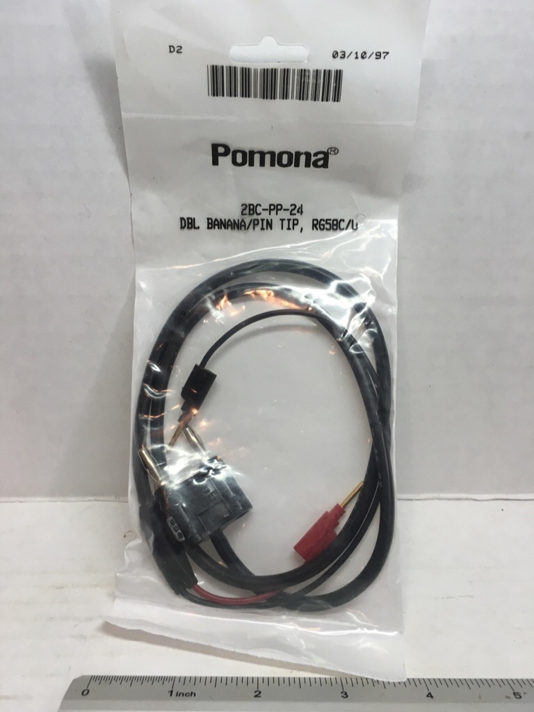 POMONA ELECTRONICS 2BC-PP-24 DOUBLE BANANA PLUGS TO PIN TIPS ON RG58C/U CABLE 24 POMONA ELECTRONICS 2BC-PP-24 DOUBLE BANANA PLUGS TO PIN TIPS ON RG58C/U CABLE 24