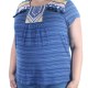 STYLE & COMPANY Womens New 9549 Blue Striped Embroidered Fringed Top XL B+B STYLE & COMPANY Womens New 9549 Blue Striped Embroidered Fringed Top XL B+B
