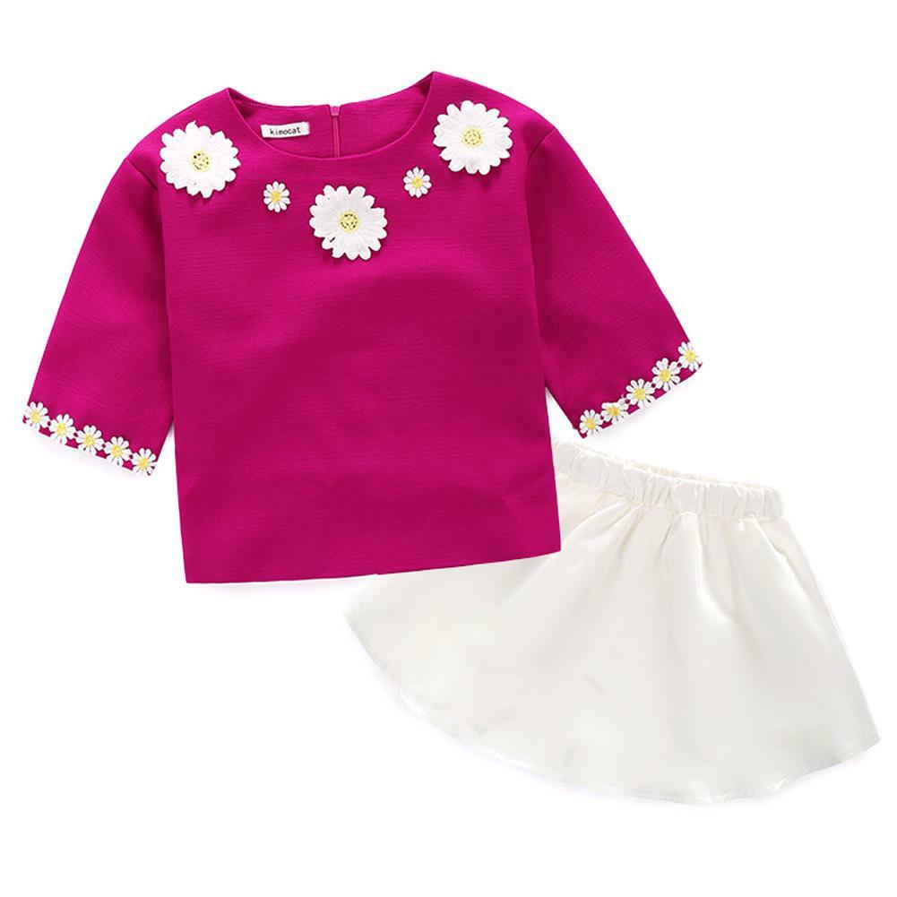 New Fashion Kids Baby Girls Flower Purple T-Shirt + Pants Clothes