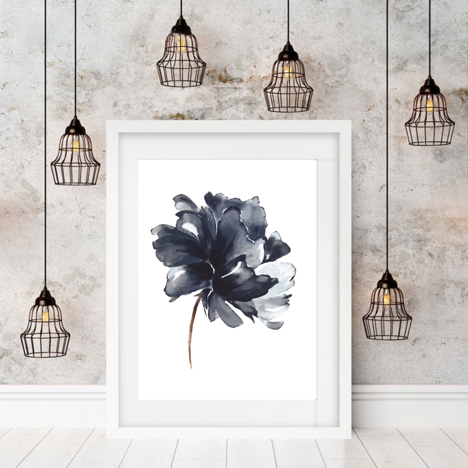 Wall Art Print, Poster, Indigo Blue Watercolour Flower Home Decor, Unframed Wall Art Print, Poster, Indigo Blue Watercolour Flower Home Decor, Unframed