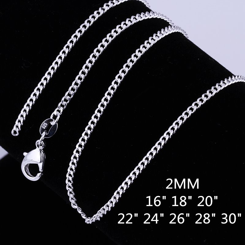 Wholesale New 925 Sterling Silver Filled 2mm Classic Chain Necklace For Pendants Wholesale New 925 Sterling Silver Filled 2mm Classic Chain Necklace For Pendants