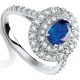 Sapphire and Diamond Ring Halo Engagement 18K White Gold Certificate Size J – Q Sapphire and Diamond Ring Halo Engagement 18K White Gold Certificate Size J – Q