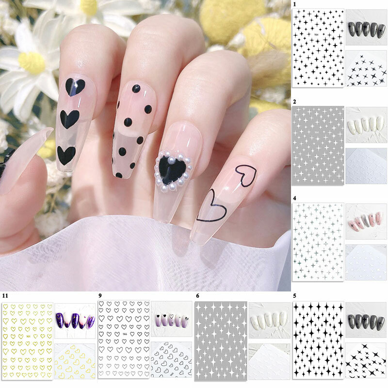 3D Love Heart Nail Stickers DIY Nail Art Decoration Self Adhesive Manicure Decal 3D Love Heart Nail Stickers DIY Nail Art Decoration Self Adhesive Manicure Decal