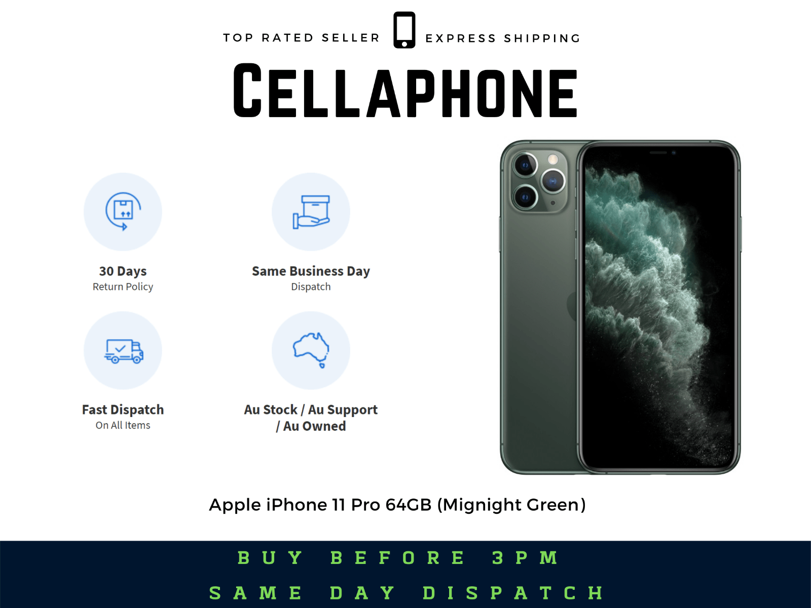 ~~Brand New~~ Apple iPhone 11 Pro 64GB (Midnight Green) – GST Invoice – Au Stock