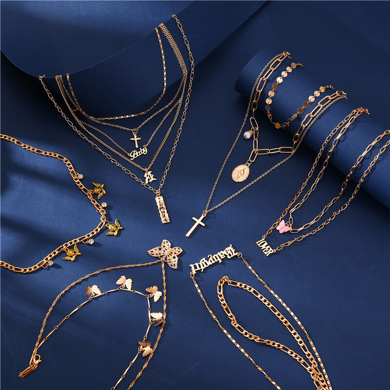 Bohemian Geometric Multilayer Pendant Chain Necklace Fashion Jewelry Women Gift Bohemian Geometric Multilayer Pendant Chain Necklace Fashion Jewelry Women Gift