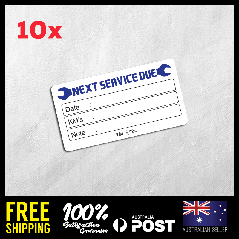 10x Custom Next Service Due Label Stickers 35x65mm Maintenance Vehicle #TYPE002 10x Custom Next Service Due Label Stickers 35x65mm Maintenance Vehicle #TYPE002
