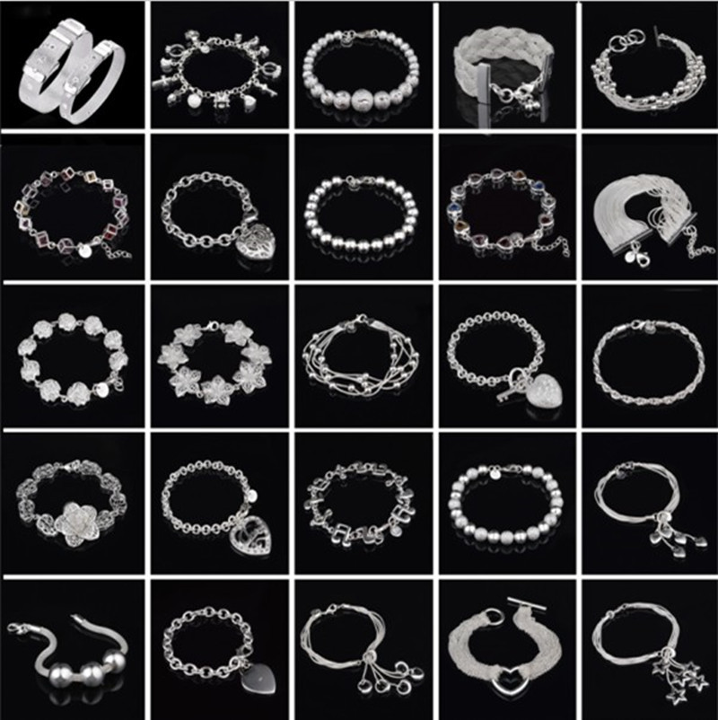 Women Jewelry Bangle Chain Bracelet 925 Sterling Solid Silver Crystal Cuff Charm Women Jewelry Bangle Chain Bracelet 925 Sterling Solid Silver Crystal Cuff Charm