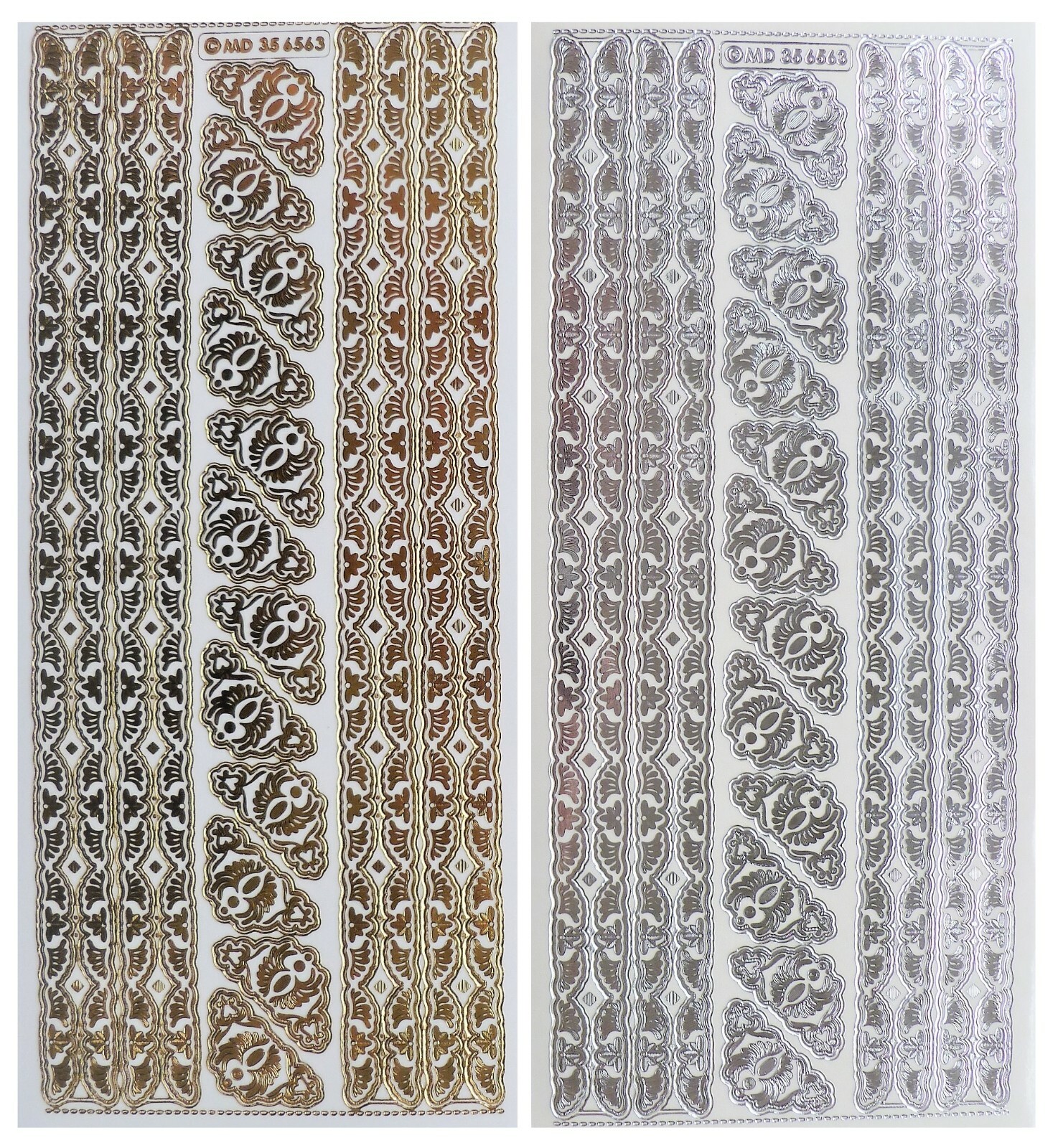 Embossed ORNATE BORDERS & CORNERS Peel Off Stickers Swirl Gold or Silver Clear Embossed ORNATE BORDERS & CORNERS Peel Off Stickers Swirl Gold or Silver Clear