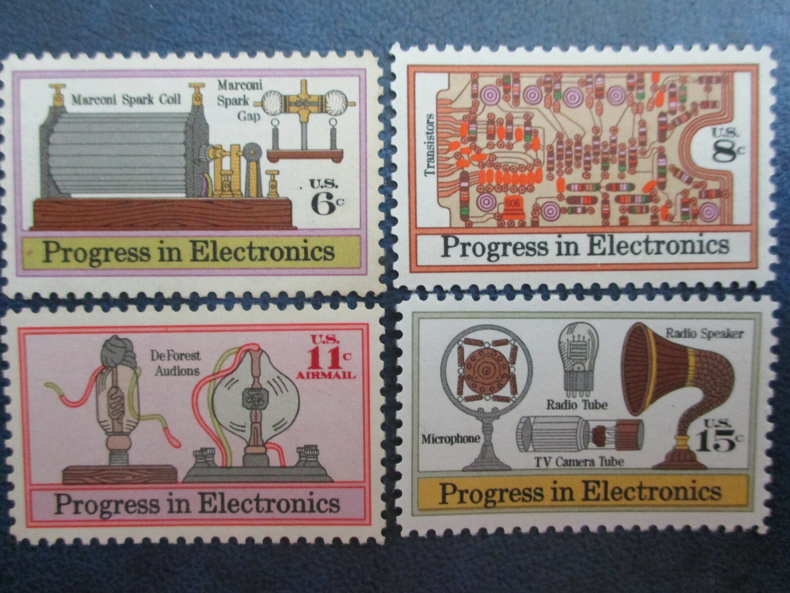 PROGRESS IN ELECTRONICS USPS Stamps #1500-1502 & C PROGRESS IN ELECTRONICS USPS Stamps #1500-1502 & C