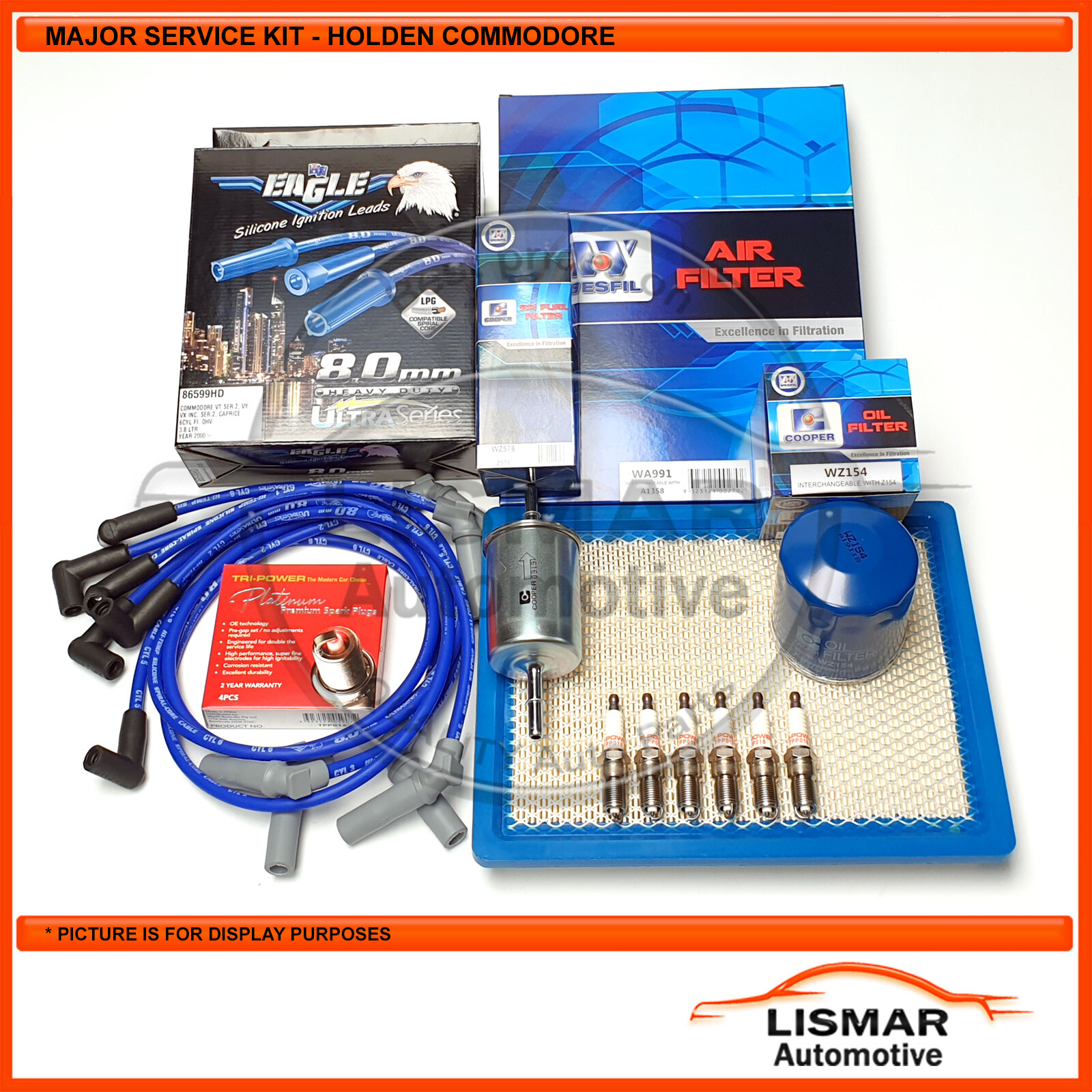 Major Service Kit for Holden Commodore V6 3.8Ltr VT, VX, VU, VY with Eagle Leads Major Service Kit for Holden Commodore V6 3.8Ltr VT, VX, VU, VY with Eagle Leads