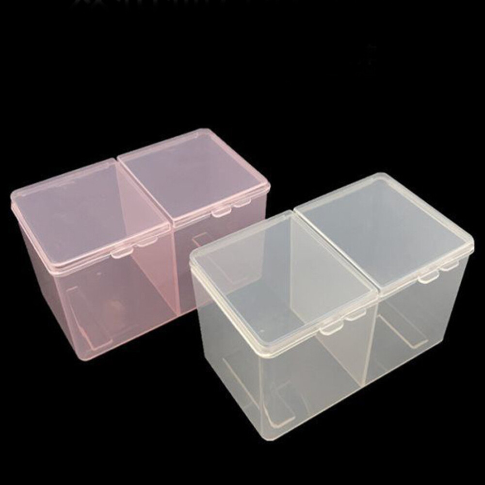 Desktop Cotton Swab Storage Box Simple Transparent Makeup Case for Women 2pcs