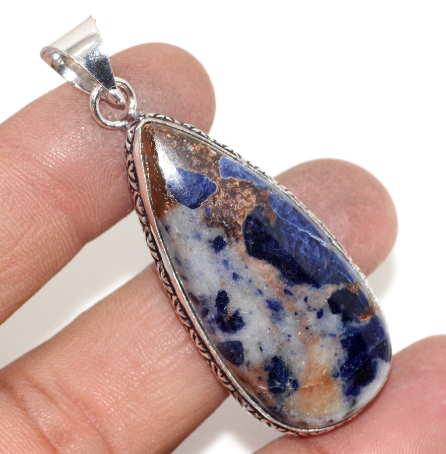 Sodalite 925 Silver Plated Gemstone Handmade Pendant 2.1″ Unique Jewelry GW Sodalite 925 Silver Plated Gemstone Handmade Pendant 2.1″ Unique Jewelry GW