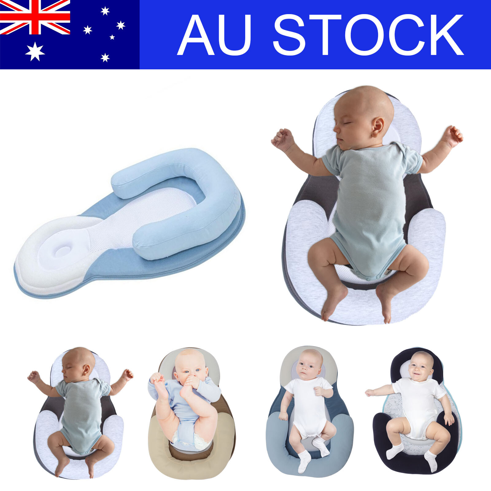 New Infant Baby Newborn Pillow Cushion Flat Head Sleep Nest Pod Anti Roll New Infant Baby Newborn Pillow Cushion Flat Head Sleep Nest Pod Anti Roll