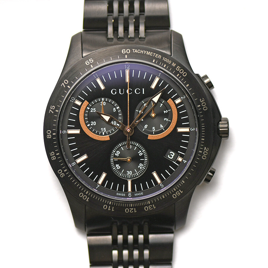 GUCCI G TIMELESS Chronograph YA126260 Quartz Black Dial Stainless Men’s