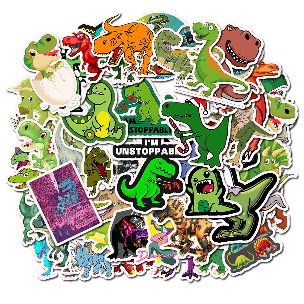 50pcs Cartoon Dinosaur Kid Skateboard Stickers Vinyl Bomb Laptop Luggage Decals