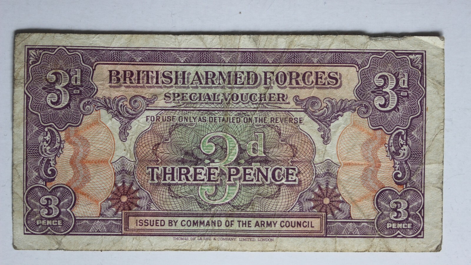 1946 British Armed Forces Special Voucher 3d threepence Army UK (SC39/W16) 1946 British Armed Forces Special Voucher 3d threepence Army UK (SC39/W16)
