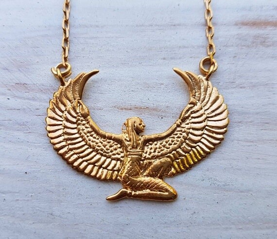 Gold plated Isis Necklace Goddess Isis Collection Ancient Egyptian Artifact Gold plated Isis Necklace Goddess Isis Collection Ancient Egyptian Artifact