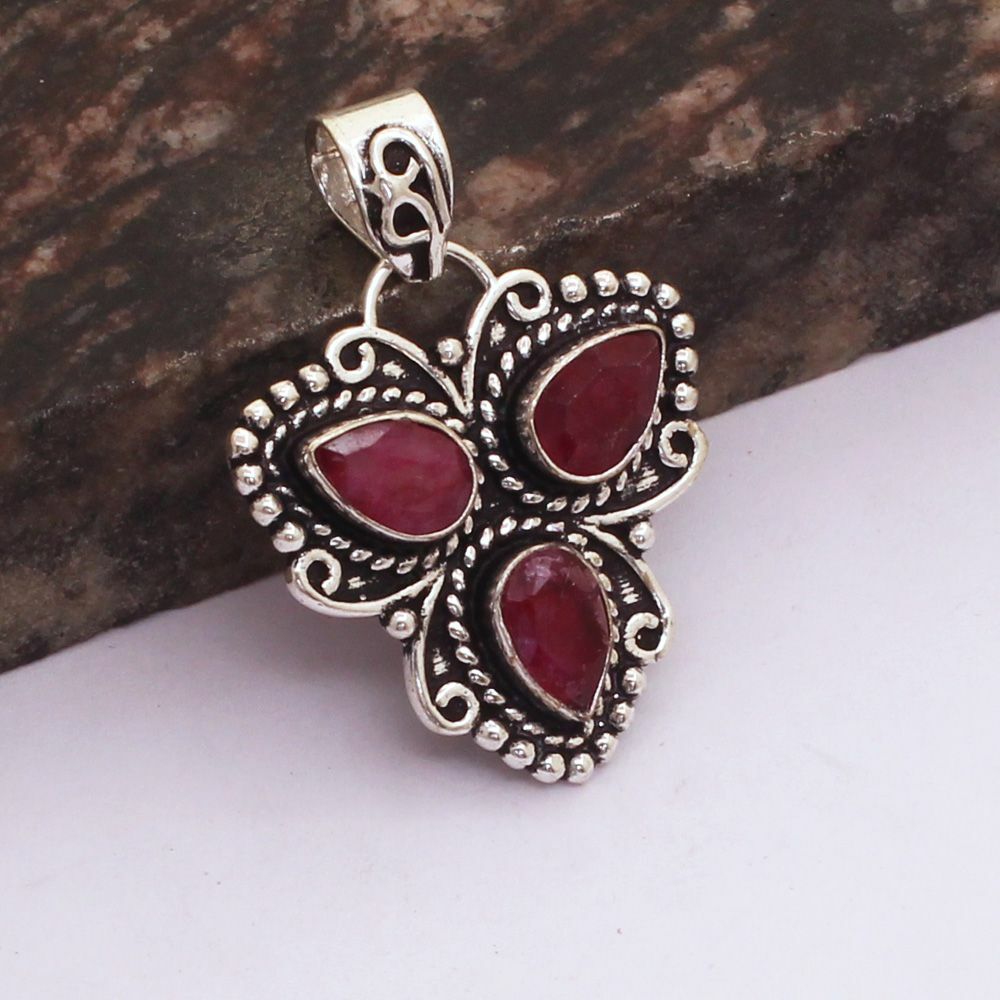 Ruby Ethnic Handmade Pendant Jewelry 1.4″ AP 47243 Ruby Ethnic Handmade Pendant Jewelry 1.4″ AP 47243