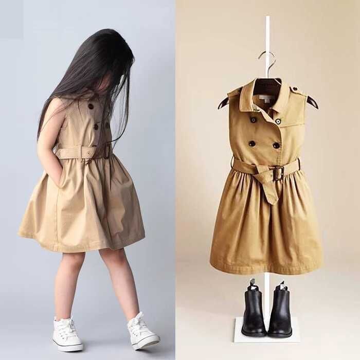 Girl Kids Dress Fashion Party Dress Summer Autumn Windbreaker with Belt 3Y-12Y Girl Kids Dress Fashion Party Dress Summer Autumn Windbreaker with Belt 3Y-12Y
