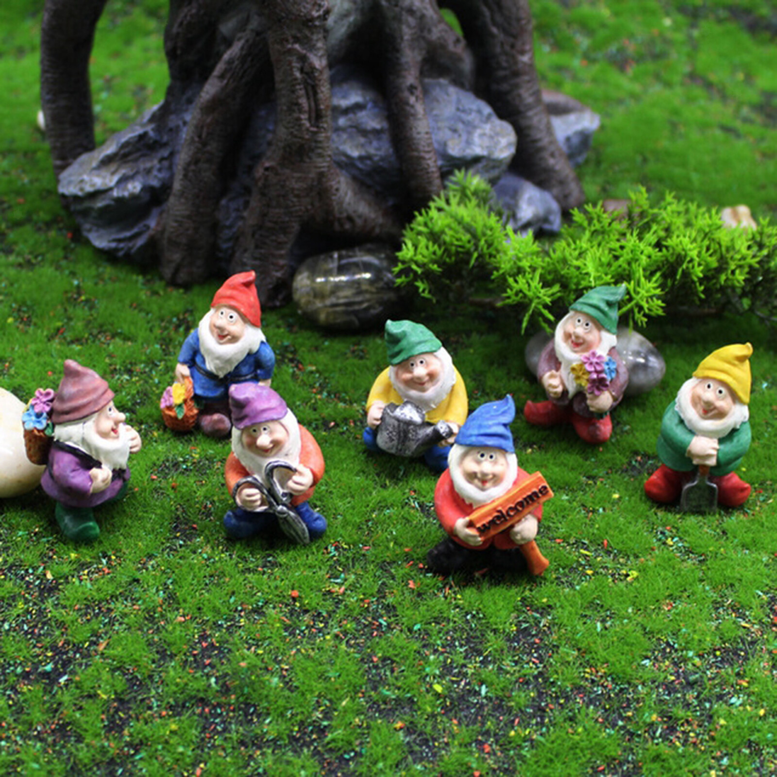 Seven Dwarfs Mini Gnomes Garden Statue Fairy Gardens Decoration Miniature Seven Dwarfs Mini Gnomes Garden Statue Fairy Gardens Decoration Miniature