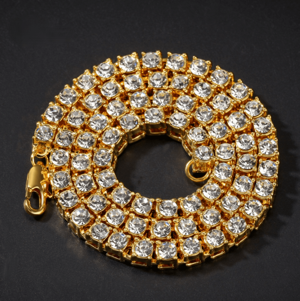 Hip Hop Mens Women 1 Row Tennis Chain Link Curb Cuban Necklace Jewelry 18-30inch Hip Hop Mens Women 1 Row Tennis Chain Link Curb Cuban Necklace Jewelry 18-30inch