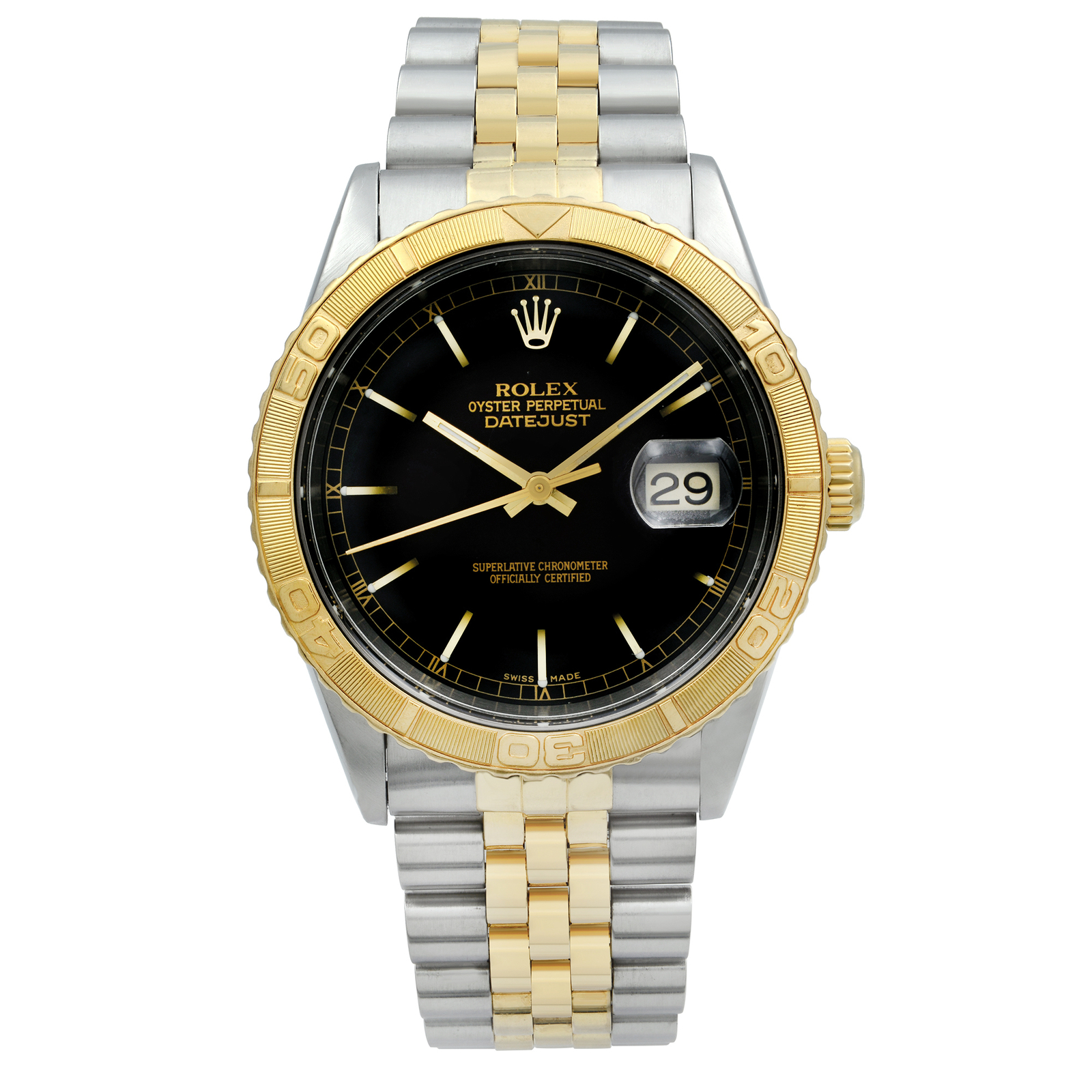 Rolex Datejust 36mm TurnOGraph Steel 18K Yellow Gold Black Dial Mens Watch 16263 Rolex Datejust 36mm TurnOGraph Steel 18K Yellow Gold Black Dial Mens Watch 16263