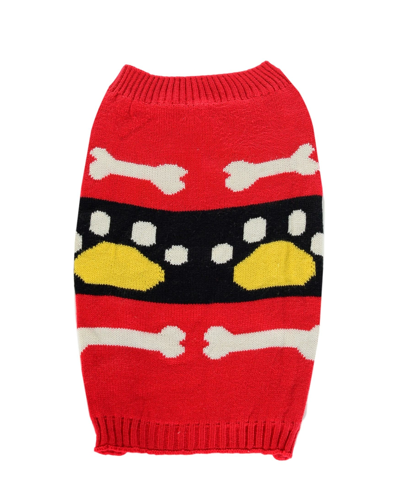 RWB Pet Bones and Paws Holiday Dog Sweater Red