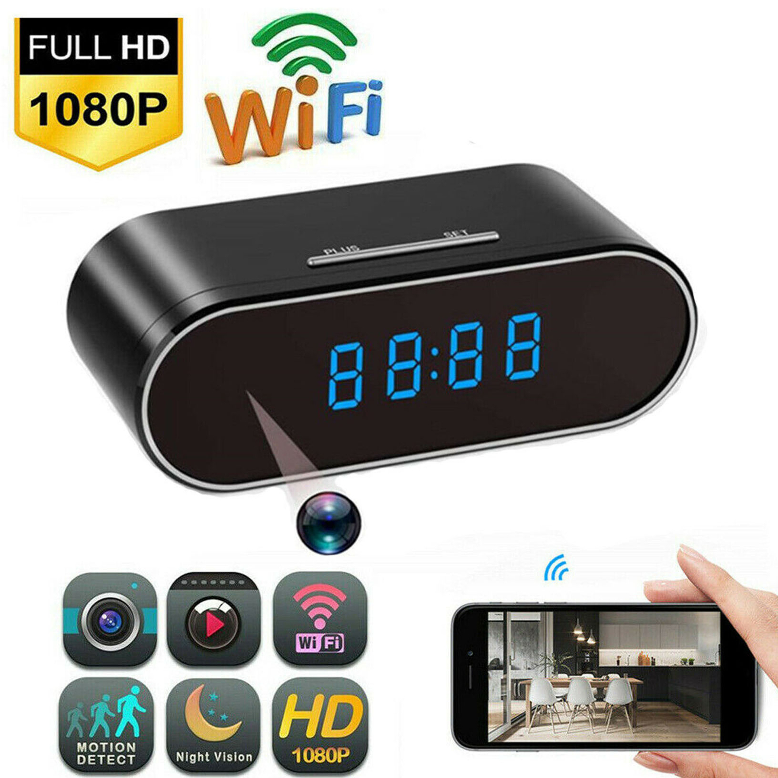 HD 1080P Camera WiFi Hidden Wireless Night Vision Security Nanny Cam Alarm HD 1080P Camera WiFi Hidden Wireless Night Vision Security Nanny Cam Alarm