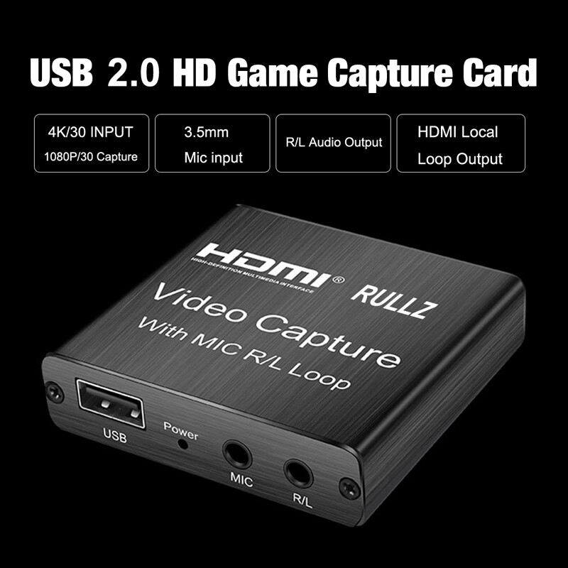 USB 2.0 HDMI Video Capture Card Converter Game Record Live Streaming Mic TV Loop USB 2.0 HDMI Video Capture Card Converter Game Record Live Streaming Mic TV Loop