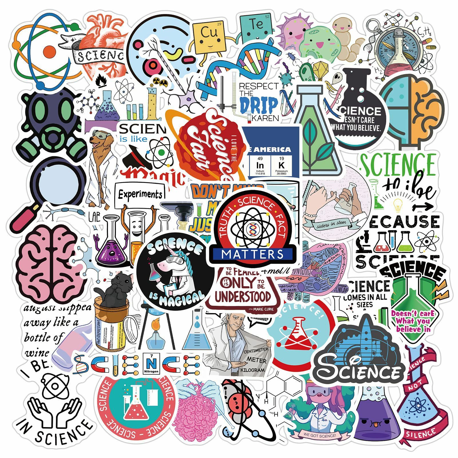 50pcs Science Physic Chemistry Stickers for Skateboard Luggage Laptop Graffiti 50pcs Science Physic Chemistry Stickers for Skateboard Luggage Laptop Graffiti